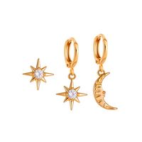 Asymmetrical Star Moon Earrings sku image 2