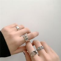 Simple 925 Silver Retro Letter Ring Set main image 6