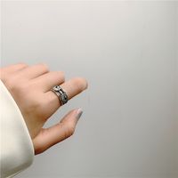 Simple 925 Silver Retro Letter Ring Set sku image 1