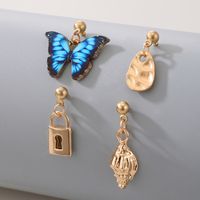 Blue Butterfly Fashion Lock Earrings main image 3