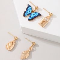 Blue Butterfly Fashion Lock Earrings main image 5