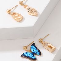 Blue Butterfly Fashion Lock Earrings main image 6