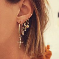 Alloy Metal Cross Crescent Ear Clip Set main image 4