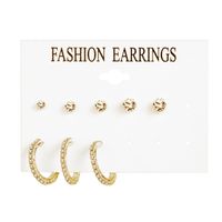 Simple Retro Crystal Earrings 8-piece Set main image 2