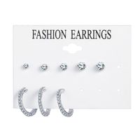 Simple Retro Crystal Earrings 8-piece Set main image 3