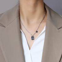 Collar De Acero De Titanio Con Colgante Cuadrado De Estrella De Cinco Puntas Navideño main image 4