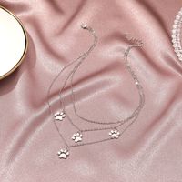 Multi-layer Cute Cat Paw Pendant Necklace main image 5