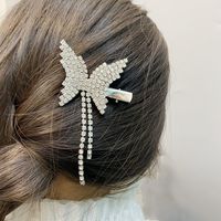 Diamond-studded Butterfly Tassel Hairpin main image 1