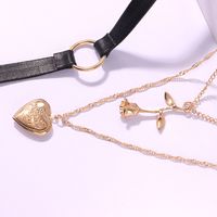 Fashion Peach Heart Rose Flower Pendant Necklace main image 4