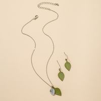 Fashion Jewelry Leaf Earrings  Necklace Set main image 4