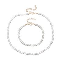 Bohemian Pearl Woven Necklace Bracelet Set main image 6