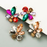 Fashion Diamond Alloy Inlaid Glass Flower Earrings main image 2