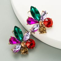 Fashion Diamond Alloy Inlaid Glass Flower Earrings main image 3