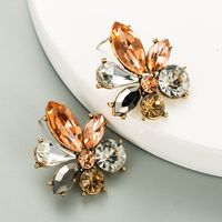 Fashion Diamond Alloy Inlaid Glass Flower Earrings main image 4