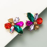 Fashion Diamond Alloy Inlaid Glass Flower Earrings main image 5