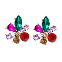 Fashion Diamond Alloy Inlaid Glass Flower Earrings main image 6