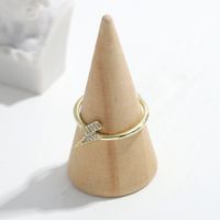 Korea Fashion  Lightning Shape Copper Inlaid Zircon Ring main image 3