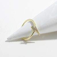 Korea Fashion  Lightning Shape Copper Inlaid Zircon Ring main image 5