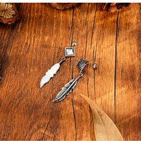 Fashion Retro Stainless Steel Feather Pendant Earrings main image 5
