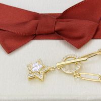 Collar De Estrella De Cinco Puntas Con Diamantes Bañados En Oro main image 5
