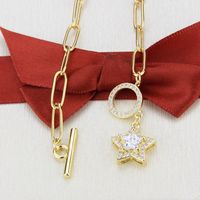 Collar De Estrella De Cinco Puntas Con Diamantes Bañados En Oro main image 6