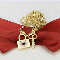 Gold-plated Diamond Key Necklace main image 4