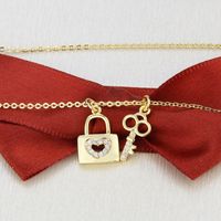 Gold-plated Diamond Key Necklace main image 5
