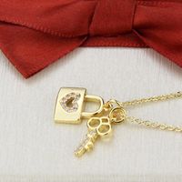 Gold-plated Diamond Key Necklace main image 6