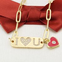 Diamond-studded Letter Love Tag Pendant Necklace main image 3