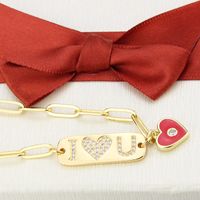 Diamond-studded Letter Love Tag Pendant Necklace main image 4