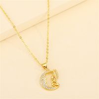 Minimalismo Coreano Linda Personalidad Sonrisa Diamante Luna Collar Hueco Media Luna Cupido Colgante Clavícula Cadena Femenina main image 5