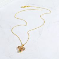 Korean Trendy Cute Personality Colorful Crystals Zircon Bee Pendant Necklace Clavicle Chain Safety Chain Female Cross-border Sold Jewelry main image 3