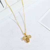 Korean Trendy Cute Personality Colorful Crystals Zircon Bee Pendant Necklace Clavicle Chain Safety Chain Female Cross-border Sold Jewelry main image 4