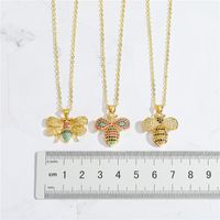 Korean Trendy Cute Personality Colorful Crystals Zircon Bee Pendant Necklace Clavicle Chain Safety Chain Female Cross-border Sold Jewelry main image 6