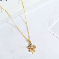 European Cross-border Sold Jewelry Retro Punk Personality Colorful Crystals Snake Boat Anchor Cross Pendant Necklace Clavicle Chain Female main image 4