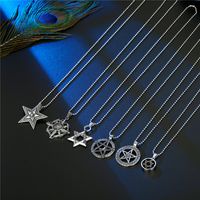 Domineering Punk Personality Men's Necklace Six-pointed Star Hollow Star Compass Pendant Necklace European Cross-border Sold Jewelry main image 1