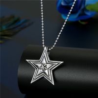 Domineering Punk Personality Men's Necklace Six-pointed Star Hollow Star Compass Pendant Necklace European Cross-border Sold Jewelry main image 4