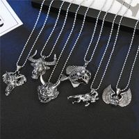 Personalized Men's Necklace Punk Hip Hop Skull Wings Goat Animal Pendant Alloy Necklace main image 1