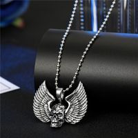 Collier Homme Personnalisé Punk Hip Hop Crâne Ailes Chèvre Animal Pendentif Collier Alliage main image 5