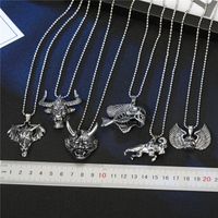 Personalized Men's Necklace Punk Hip Hop Skull Wings Goat Animal Pendant Alloy Necklace main image 2