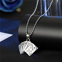 European Creative Personality Vintage Necklace Feather Maple Leaf Playing Card Alloy Large Pendant Necklace Ornament main image 4