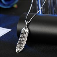 European Creative Personality Vintage Necklace Feather Maple Leaf Playing Card Alloy Large Pendant Necklace Ornament main image 5