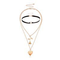 Collier Pendentif Fleur Rose Coeur Pêche sku image 1