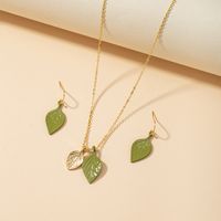 Fashion Jewelry Leaf Earrings  Necklace Set sku image 5