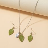Fashion Jewelry Leaf Earrings  Necklace Set sku image 6
