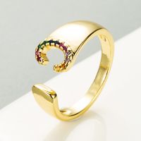 Copper Gold Micro-inlaid Zircon Letter Open Ring sku image 3