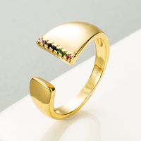 Copper Gold Micro-inlaid Zircon Letter Open Ring sku image 9