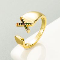 Copper Gold Micro-inlaid Zircon Letter Open Ring sku image 24