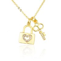 Gold-plated Diamond Key Necklace sku image 1