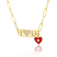 Diamond-studded Letter Love Tag Pendant Necklace sku image 1